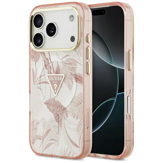 Θήκη MagSafe για Apple iPhone 17 Pro, Guess, Jungle Tonal Triangle, Ροζ