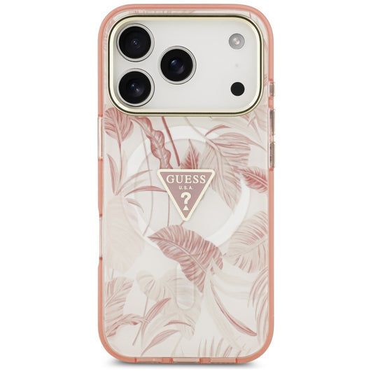 Θήκη MagSafe για Apple iPhone 17 Pro, Guess, Jungle Tonal Triangle, Ροζ