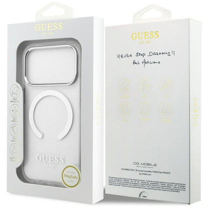 MagSafe Case for Apple iPhone 17 Pro, Guess, Metal Outline, Silver