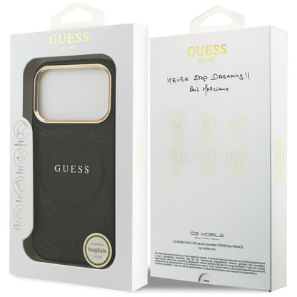 MagSafe Case for Apple iPhone 17 Pro, Guess, Peony Hot Stamp, Black