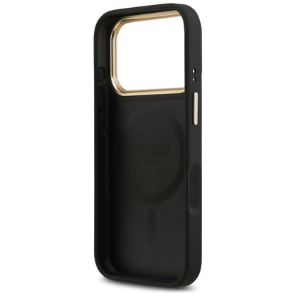 MagSafe Case for Apple iPhone 17 Pro, Guess, Peony Hot Stamp, Black
