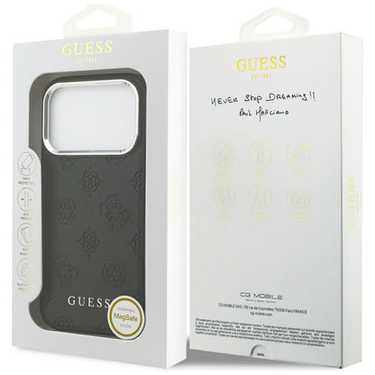 MagSafe Case for Apple iPhone 17 Pro, Guess, Peony Hot Stamp Script, Black