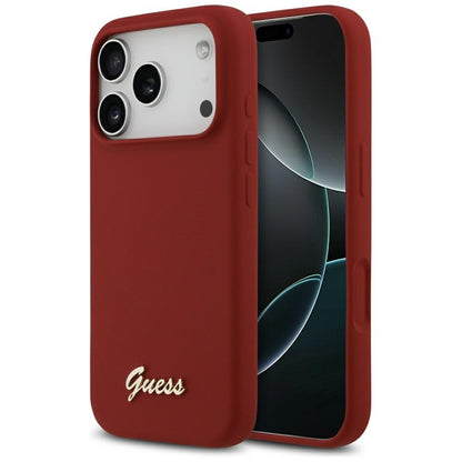 MagSafe Case for Apple iPhone 17 Pro, Guess, Script Metal Logo, Pink