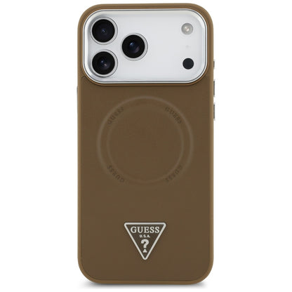 MagSafe Case for Apple iPhone 17 Pro, Guess, Triangle Logo, Silver Brown