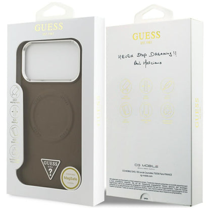 MagSafe Case for Apple iPhone 17 Pro, Guess, Triangle Logo, Silver Brown