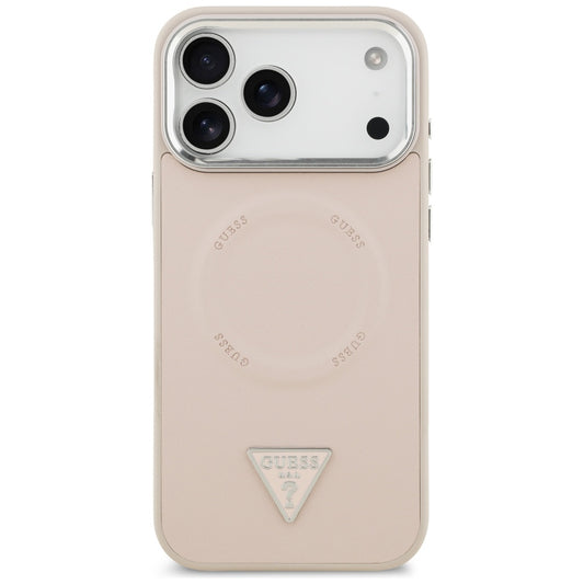 Θήκη MagSafe για Apple iPhone 17 Pro, Guess, Triangle Logo, Ροζ Ασημί