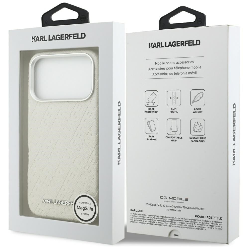 MagSafe Case for Apple iPhone 17 Pro, Karl Lagerfeld, FW Stamped Karl, Beige