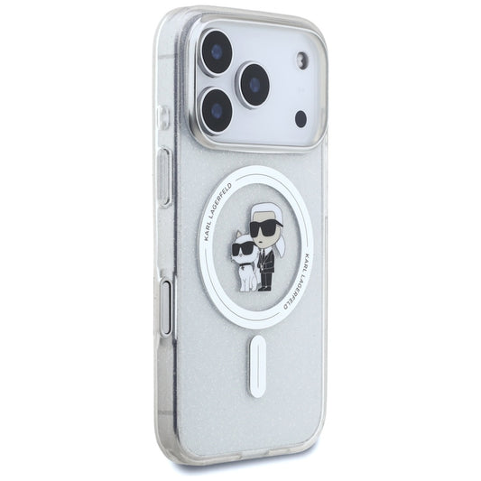 MagSafe Case for Apple iPhone 17 Pro, Karl Lagerfeld, IML Glitter Karl & Choupette, Transparent