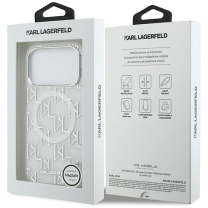 MagSafe Case for Apple iPhone 17 Pro, Karl Lagerfeld, IML KL Monogram, White