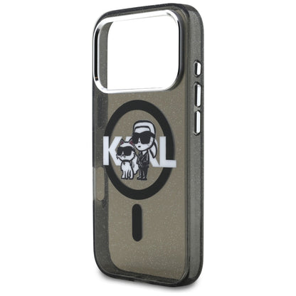 Θήκη MagSafe για Apple iPhone 17 Pro, Karl Lagerfeld, IML Sketch Logo Glitter Karl & Choupette, Μαύρη