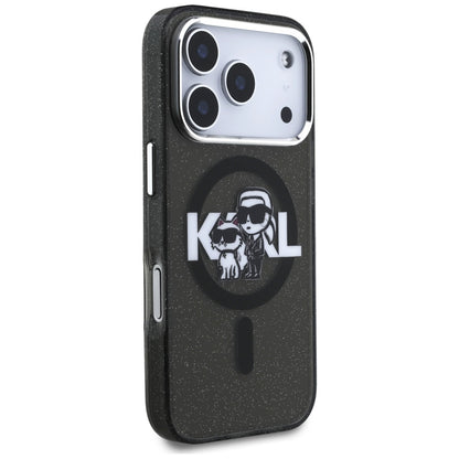 Θήκη MagSafe για Apple iPhone 17 Pro, Karl Lagerfeld, IML Sketch Logo Glitter Karl & Choupette, Μαύρη