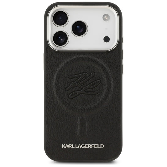 Θήκη MagSafe για Apple iPhone 17 Pro, Karl Lagerfeld, Αρχικό & Μεταλλικό Λογότυπο, Μαύρο
