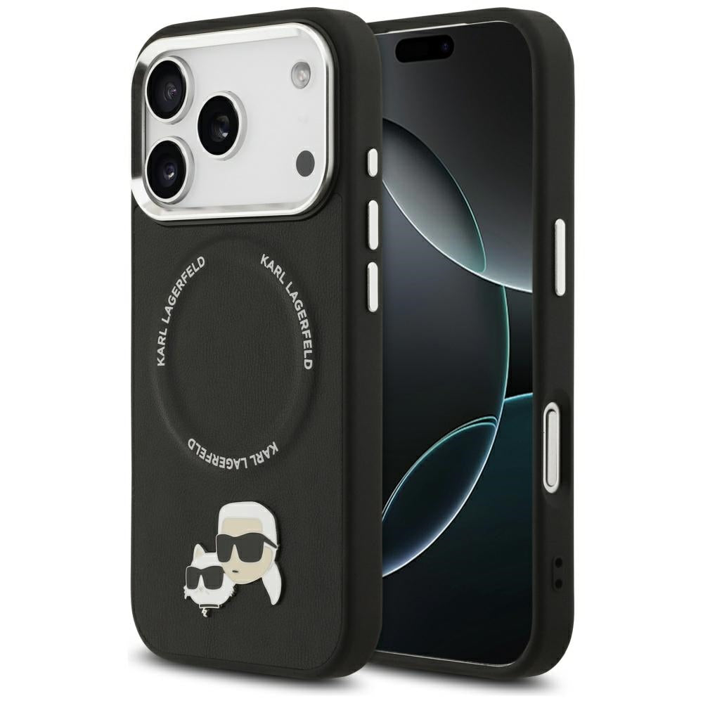 Θήκη MagSafe για Apple iPhone 17 Pro, Karl Lagerfeld, Karl & Choupette Pins, Μαύρη