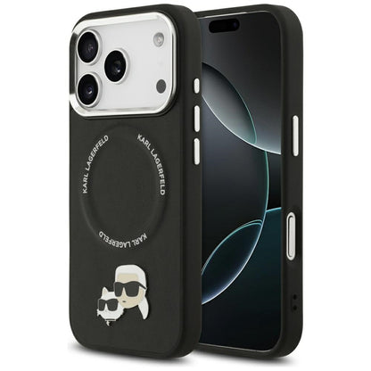 Θήκη MagSafe για Apple iPhone 17 Pro, Karl Lagerfeld, Karl & Choupette Pins, Μαύρη