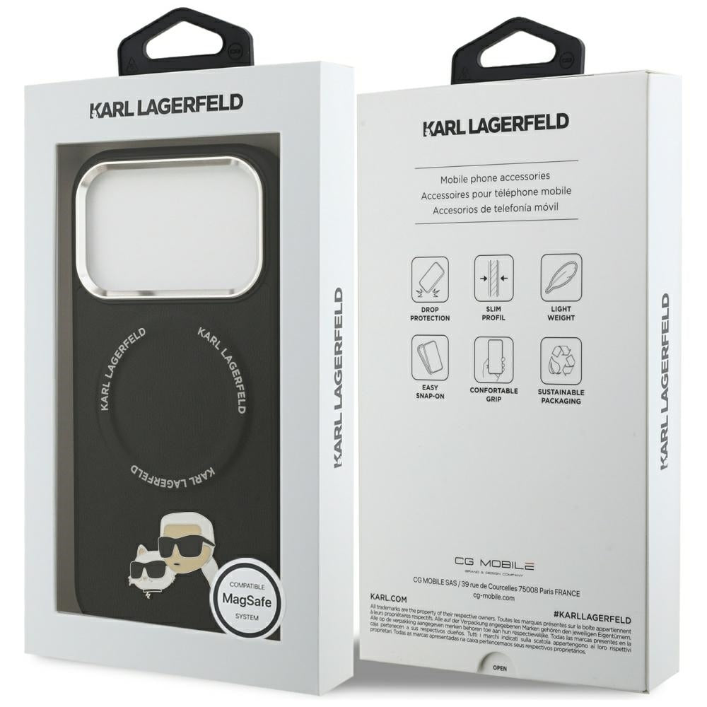 Θήκη MagSafe για Apple iPhone 17 Pro, Karl Lagerfeld, Karl & Choupette Pins, Μαύρη