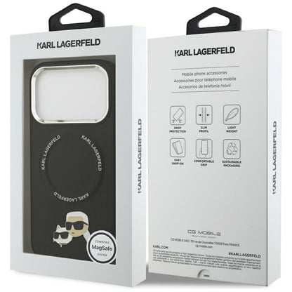 Θήκη MagSafe για Apple iPhone 17 Pro, Karl Lagerfeld, Karl & Choupette Pins, Μαύρη