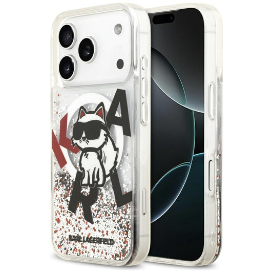 MagSafe Case for Apple iPhone 17 Pro, Karl Lagerfeld, Liquid Glitter Choupette Logo, Transparent