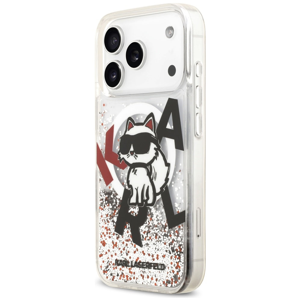 Θήκη MagSafe για Apple iPhone 17 Pro, Karl Lagerfeld, Liquid Glitter Choupette Logo, Διαφανής