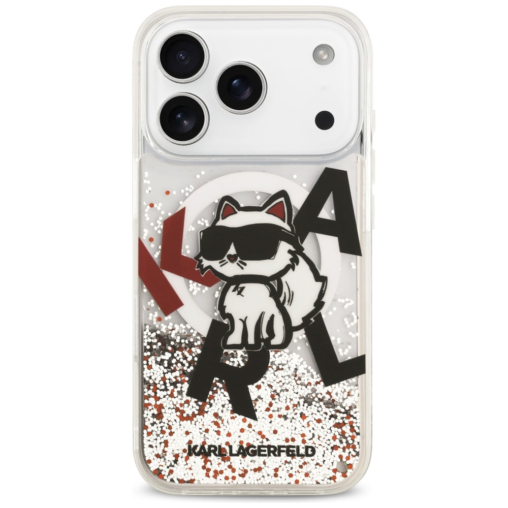 Θήκη MagSafe για Apple iPhone 17 Pro, Karl Lagerfeld, Liquid Glitter Choupette Logo, Διαφανής