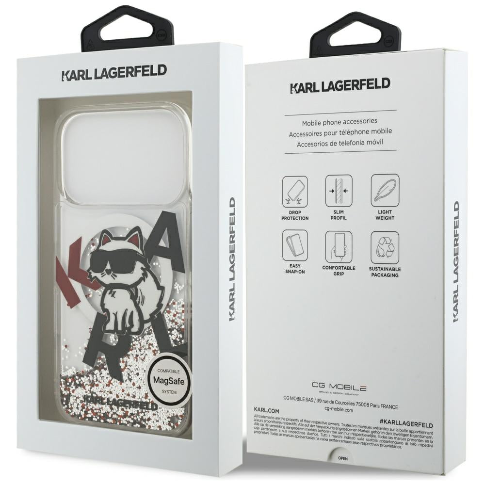 Θήκη MagSafe για Apple iPhone 17 Pro, Karl Lagerfeld, Liquid Glitter Choupette Logo, Διαφανής