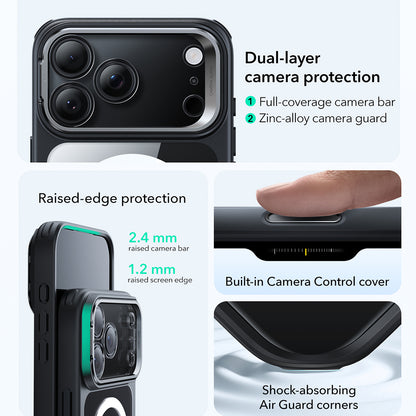 Θήκη MagSafe για Apple iPhone 17 Pro Max, ESR, Classic Hybrid Kickstand, Διάφανη Μαύρη