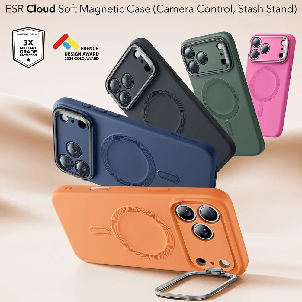 MagSafe Case for Apple iPhone 17 Pro Max, ESR, Cloud Soft Kickstand, Orange