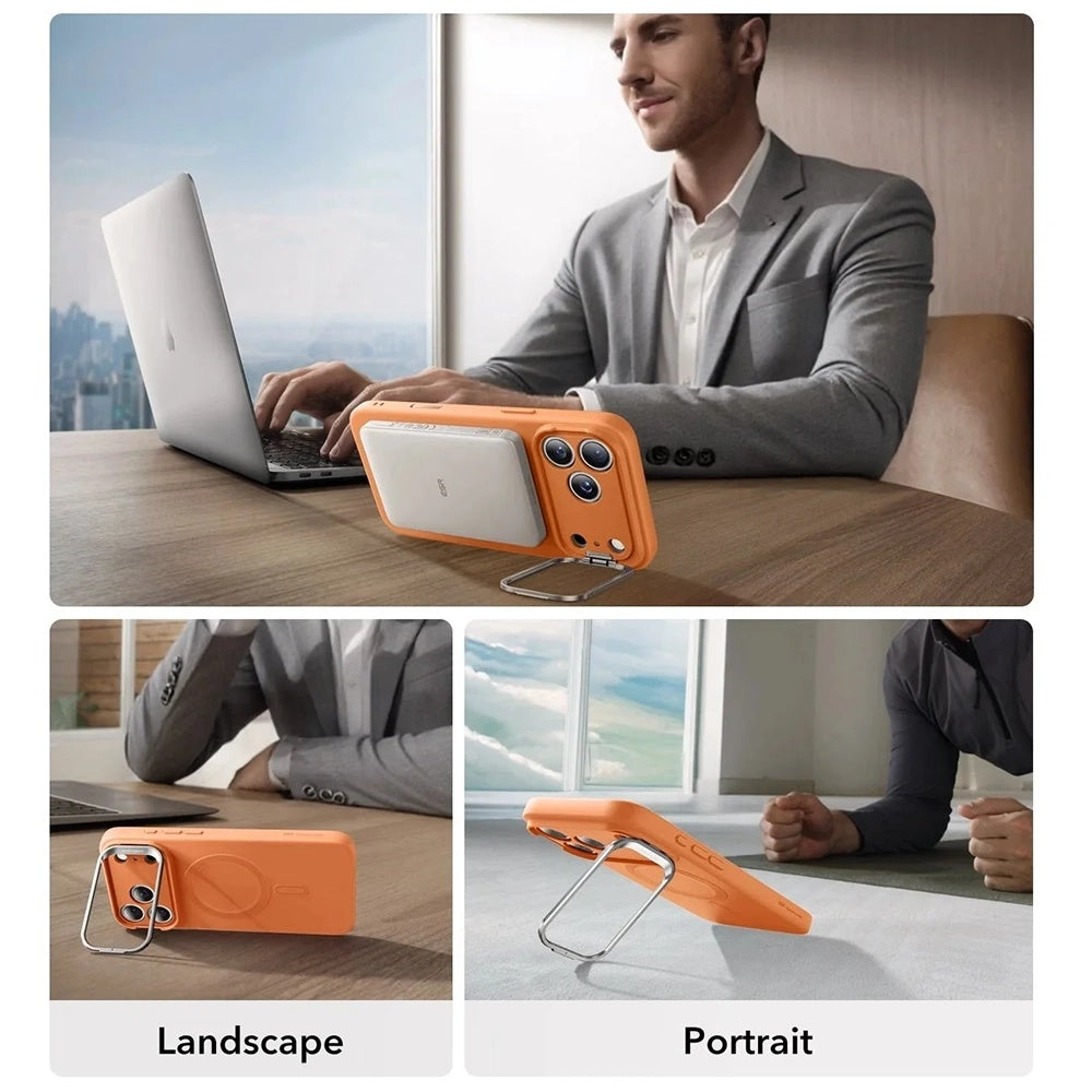 MagSafe Case for Apple iPhone 17 Pro Max, ESR, Cloud Soft Kickstand, Orange