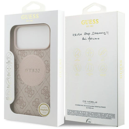 MagSafe Case for Apple iPhone 17 Pro Max, Guess, 4G Circle Classic Logo, Pink