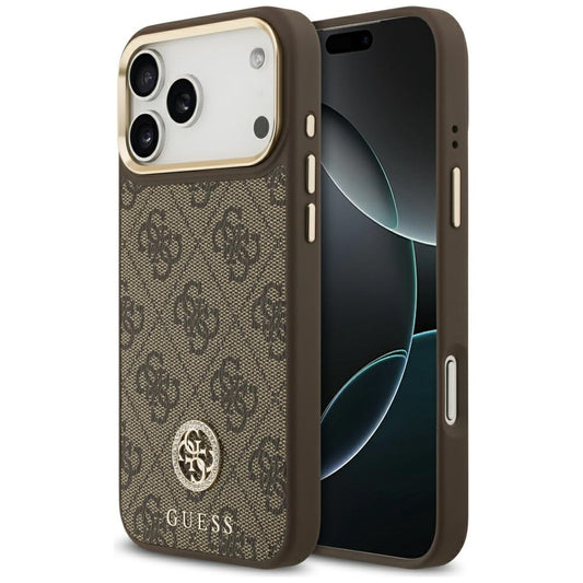 MagSafe Case for Apple iPhone 17 Pro Max, Guess, 4G Strass Logo, Brown