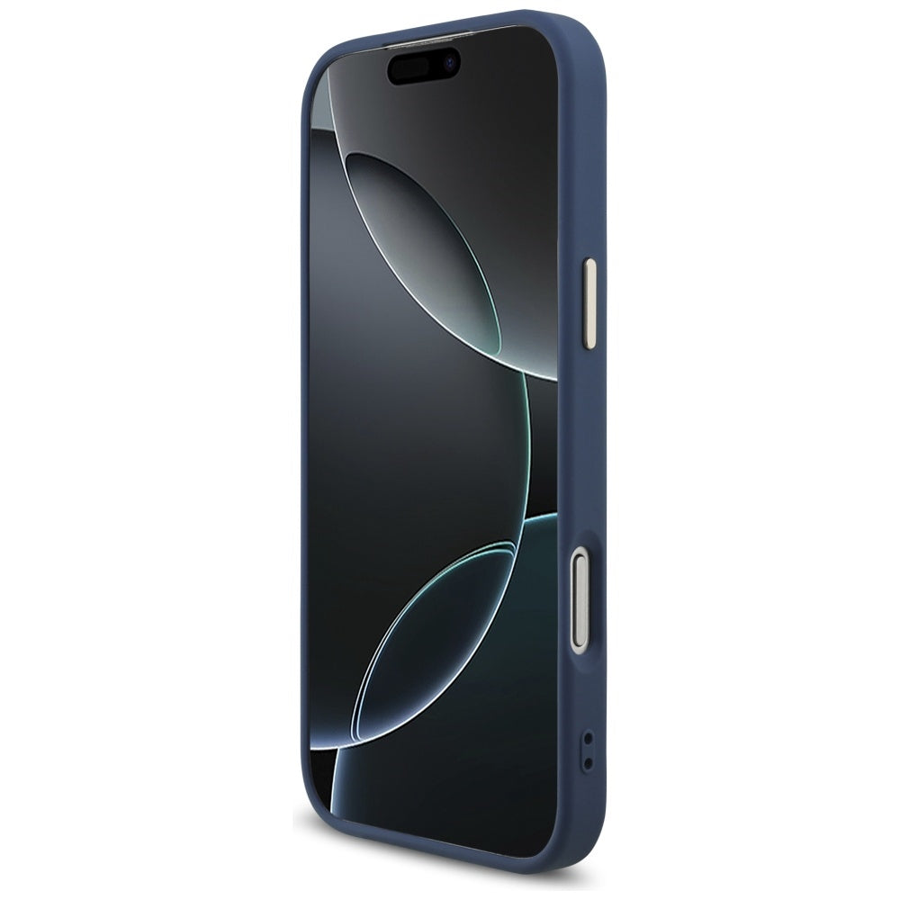 MagSafe Case for Apple iPhone 17 Pro Max, Guess, 4G Triangle Logo, Golden Blue
