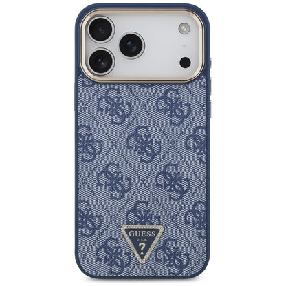 MagSafe Case for Apple iPhone 17 Pro Max, Guess, 4G Triangle Logo, Golden Blue