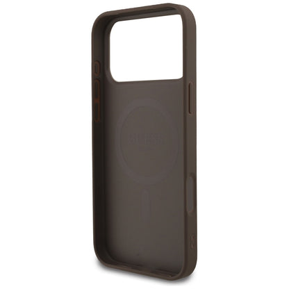 MagSafe Case for Apple iPhone 17 Pro Max, Guess, 4G Triangle Logo Cord Strap, Brown