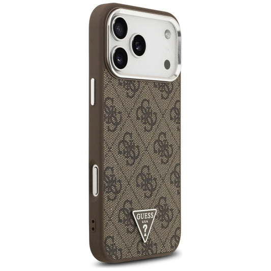 MagSafe Case for Apple iPhone 17 Pro Max, Guess, 4G Triangle Logo, Brown