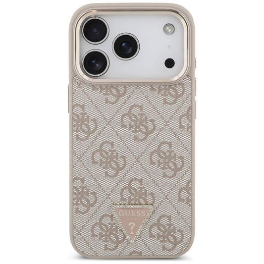 MagSafe Case for Apple iPhone 17 Pro Max, Guess, 4G Triangle Logo, Golden Pink