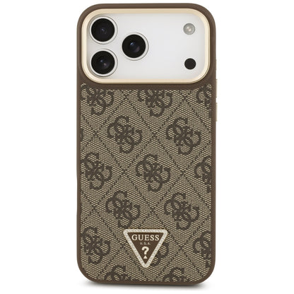 MagSafe Case for Apple iPhone 17 Pro Max, Guess, 4G Triangle Logo with Big Strap, Brown