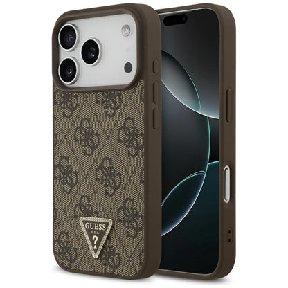 MagSafe Case for Apple iPhone 17 Pro Max, Guess, 4G Triangle Strass, Brown