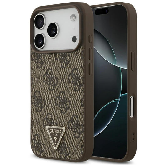 MagSafe Case for Apple iPhone 17 Pro Max, Guess, 4G Triangle Strass, Brown