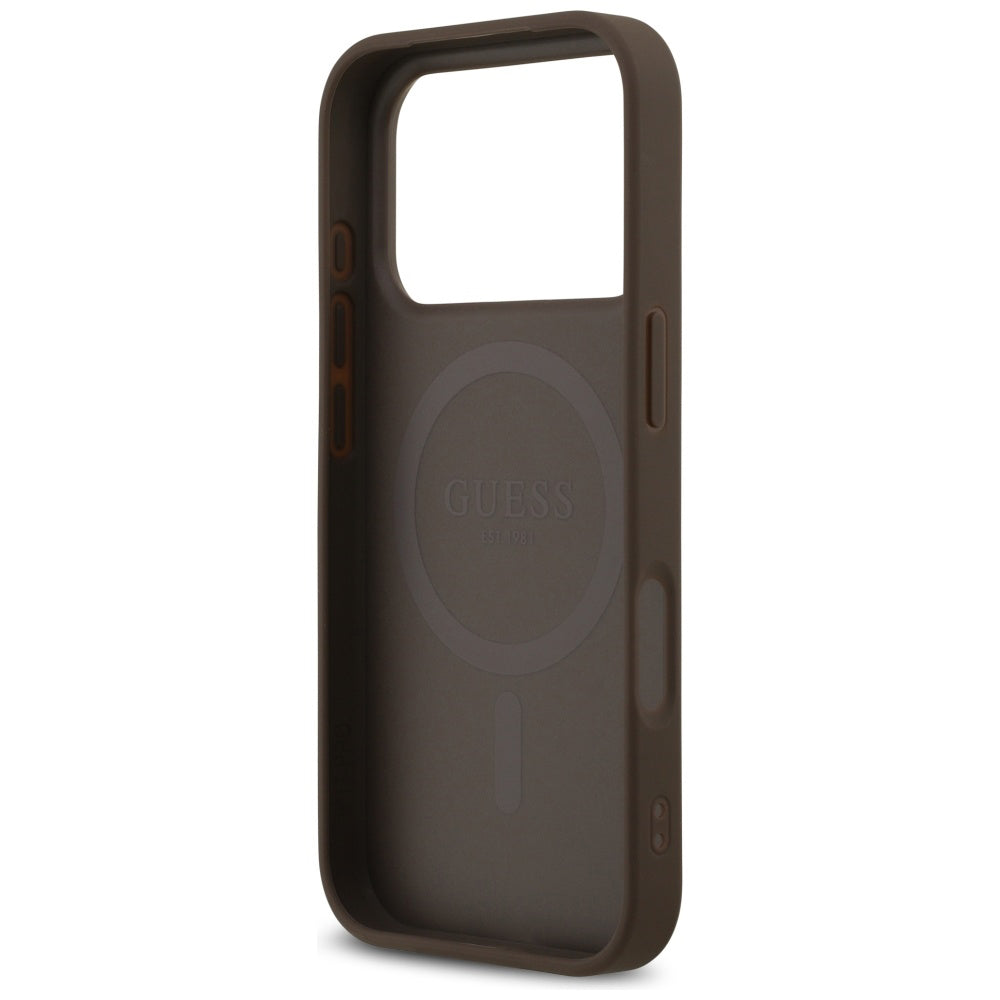 MagSafe Case for Apple iPhone 17 Pro Max, Guess, 4G Triangle Strass, Brown