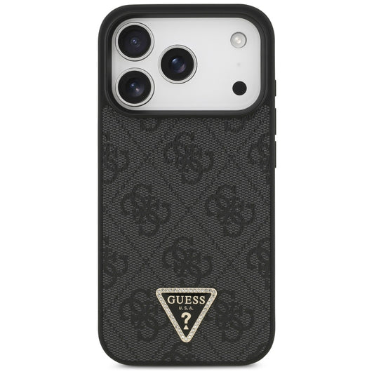 MagSafe Case for Apple iPhone 17 Pro Max, Guess, 4G Triangle Strass, Black