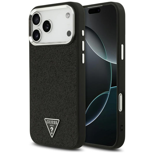Θήκη MagSafe για Apple iPhone 17 Pro Max, Guess, Glitter Triangle Logo, Μαύρη