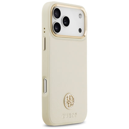 MagSafe Case for Apple iPhone 17 Pro Max, Guess, Grained Strass Logo, Beige