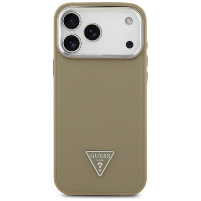 MagSafe Case for Apple iPhone 17 Pro Max, Guess, Grained Triangle Logo, Brown