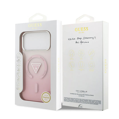 MagSafe Case for Apple iPhone 17 Pro Max, Guess, IML Gradient Triangle Logo, Pink