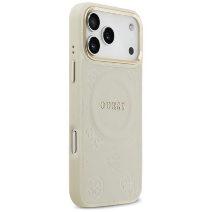 MagSafe Case for Apple iPhone 17 Pro Max, Guess, Peony Hot Stamp, Beige