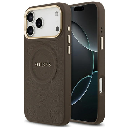 MagSafe Case for Apple iPhone 17 Pro Max, Guess, Peony Hot Stamp, Brown