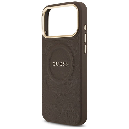 MagSafe Case for Apple iPhone 17 Pro Max, Guess, Peony Hot Stamp, Brown