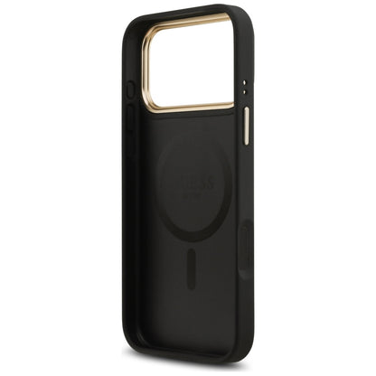 MagSafe Case for Apple iPhone 17 Pro Max, Guess, Peony Hot Stamp, Black