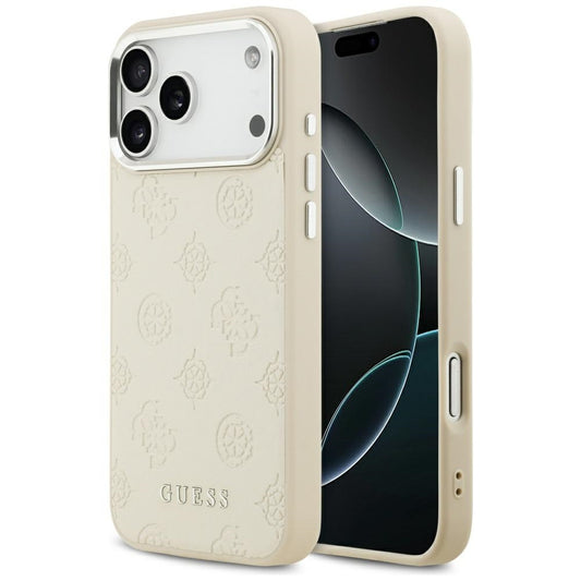 Θήκη MagSafe για Apple iPhone 17 Pro Max, Guess, Peony Hot Stamp Script, Μπεζ