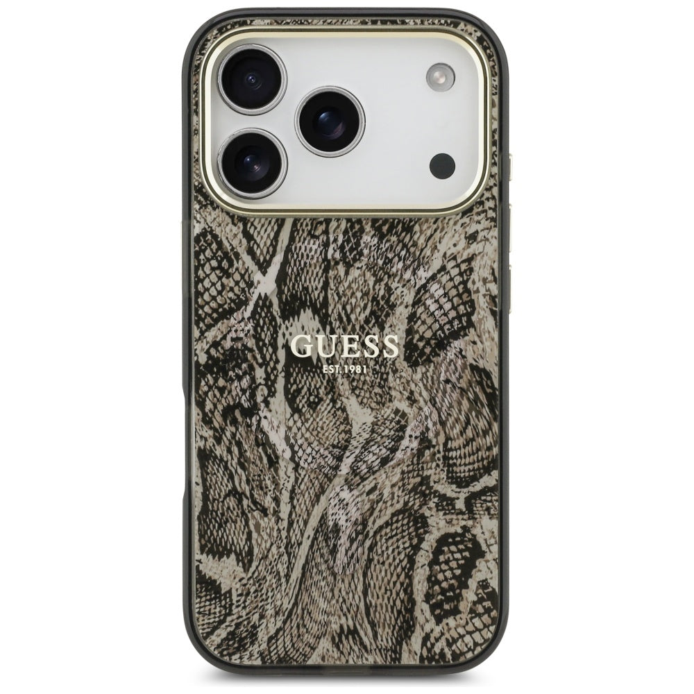 Θήκη MagSafe για Apple iPhone 17 Pro Max, Guess, Python Pattern, Καφέ