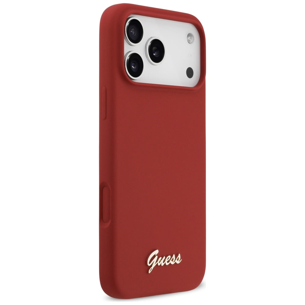 MagSafe Case for Apple iPhone 17 Pro Max, Guess, Script Metal Logo, Pink